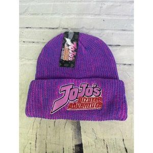 JoJo's Bizarre Adventure Anime Logo Knit Cuff Purple Beanie Hat Cap Adult OSFM